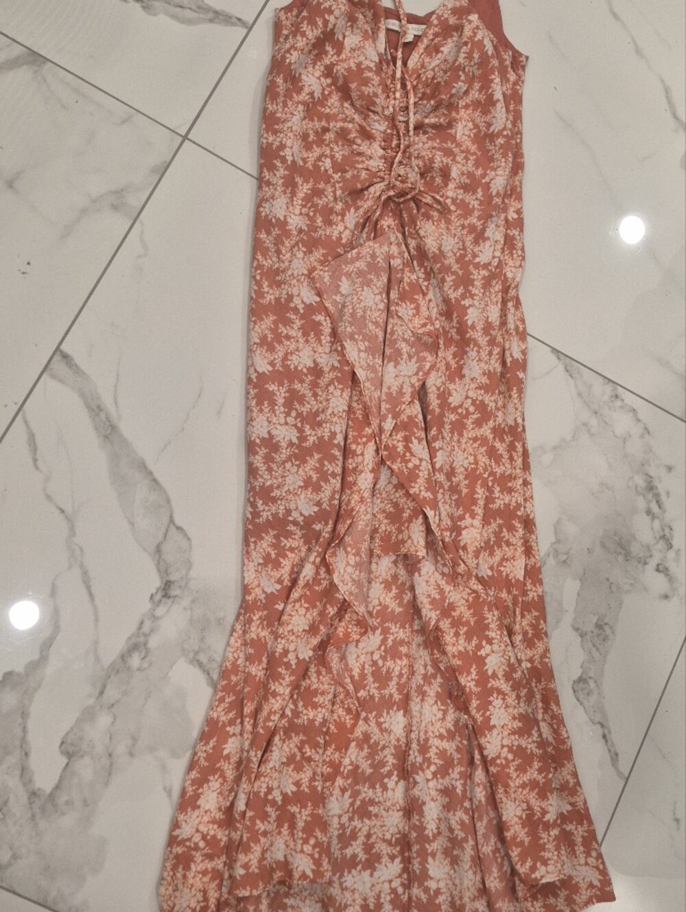 Chelsea & Violet Coral Floral Tie-Front Maxi Dress Nwot